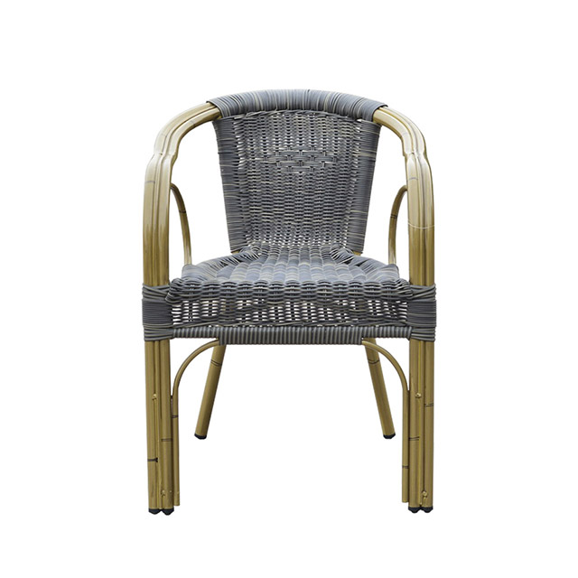 Chaise de jardin en osier en plastique en aluminium de rotin en métal en aluminium rond rond