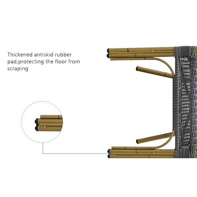 Chaise de jardin en osier en plastique en aluminium de rotin en métal en aluminium rond rond