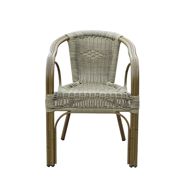 Chaise de jardin en osier en plastique en aluminium de rotin en métal en aluminium rond rond