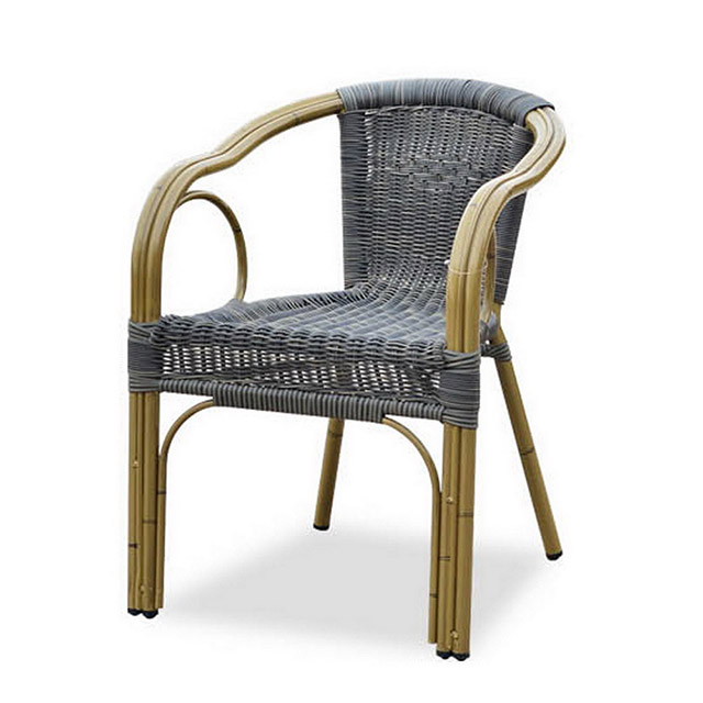 Chaise de jardin en osier en plastique en aluminium de rotin en métal en aluminium rond rond