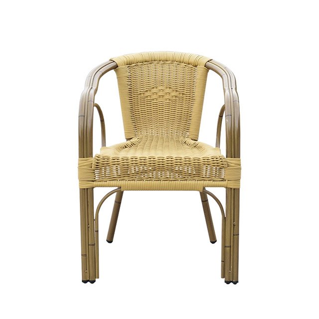 Chaise de jardin en osier en plastique en aluminium de rotin en métal en aluminium rond rond