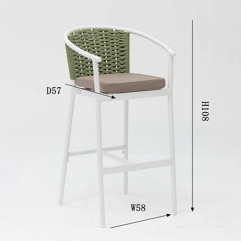 Nouvelle Cr&egrave;me Solaire Durable De Haute Qualit&eacute;, Imperm&eacute;able, Moderne, Corde Tiss&eacute;e, Terrasse, Bar De Jardin, Chaise De Bar En Corde Ext&eacute;rieure