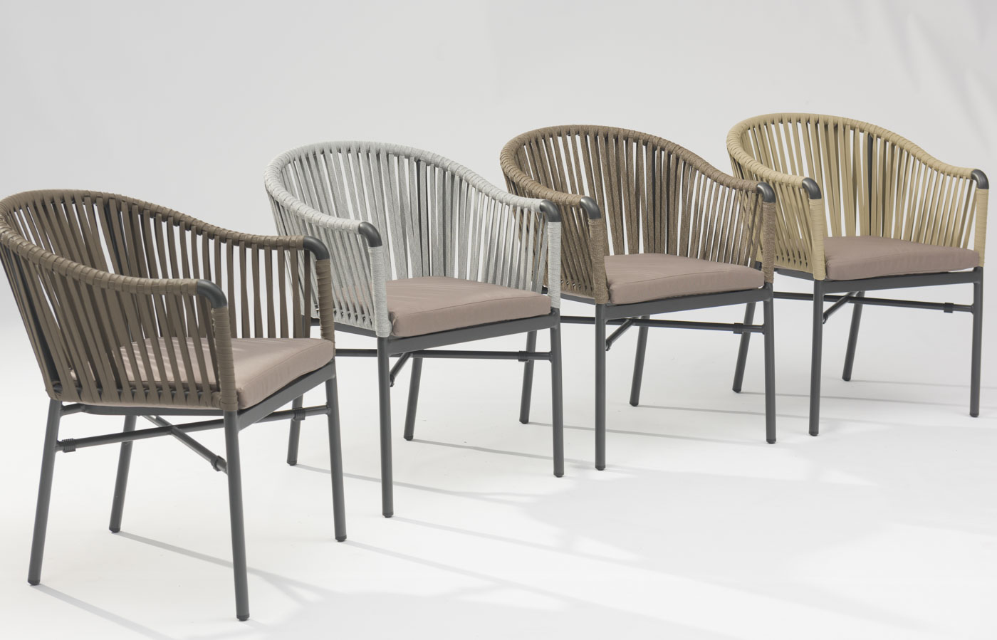 Nouvelle Offre Sp&eacute;ciale Corde Art Design Coussin De Dossier Souple En Aluminium Moderne Terrasse Ext&eacute;rieure Plage Jardin Couleur Corde Chaise