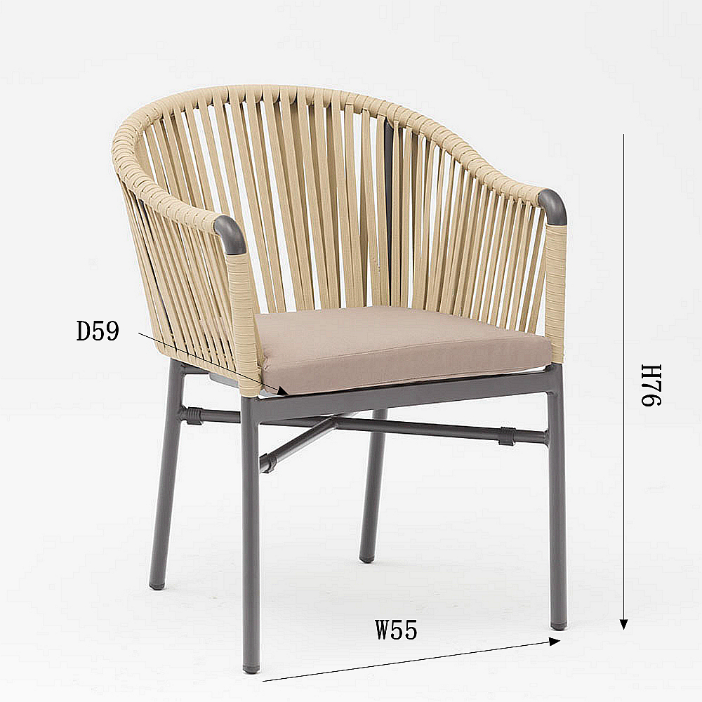 Nouvelle Offre Sp&eacute;ciale Corde Art Design Coussin De Dossier Souple En Aluminium Moderne Terrasse Ext&eacute;rieure Plage Jardin Couleur Corde Chaise