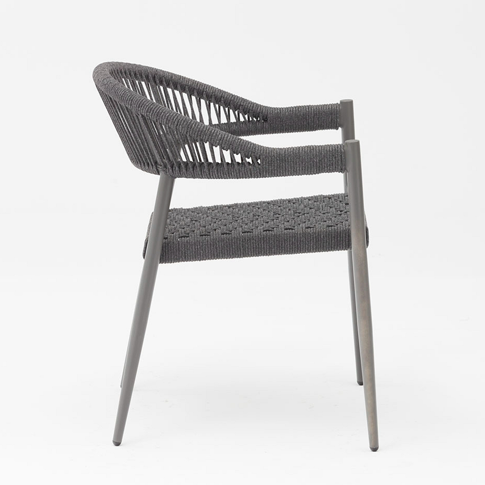 Nouveau Design Durable Corde Souple Élastique Cadre En Aluminium Tressé Moderne Jardin Terrasse Corde Chaise D'extérieur