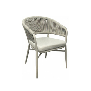 Chaise de salle à manger d'extérieur en corde d'aluminium avec coussin, fauteuil de patio tissé résistant aux intempéries, mobilier d'intérieur et d'extérieur pour villa, café, balcon et jardin