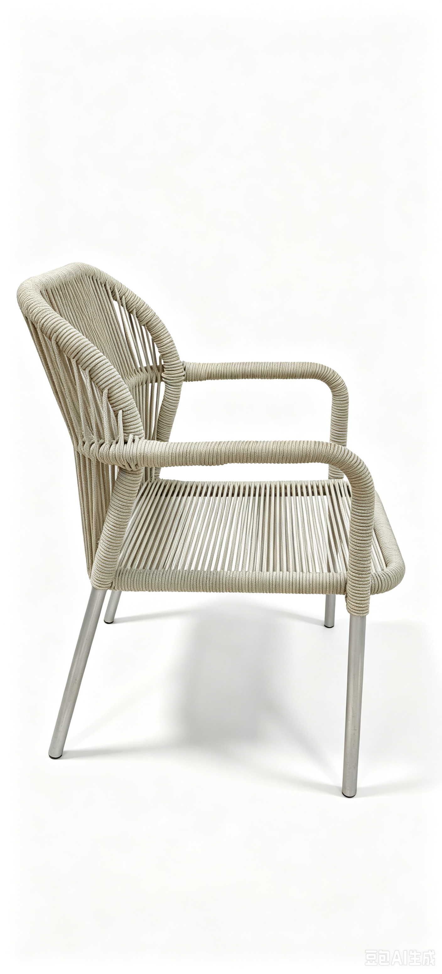 Chaise de loisirs tissée vintage – Fauteuil respirant tissé à la main avec pieds en métal stables pour terrasse et balcon