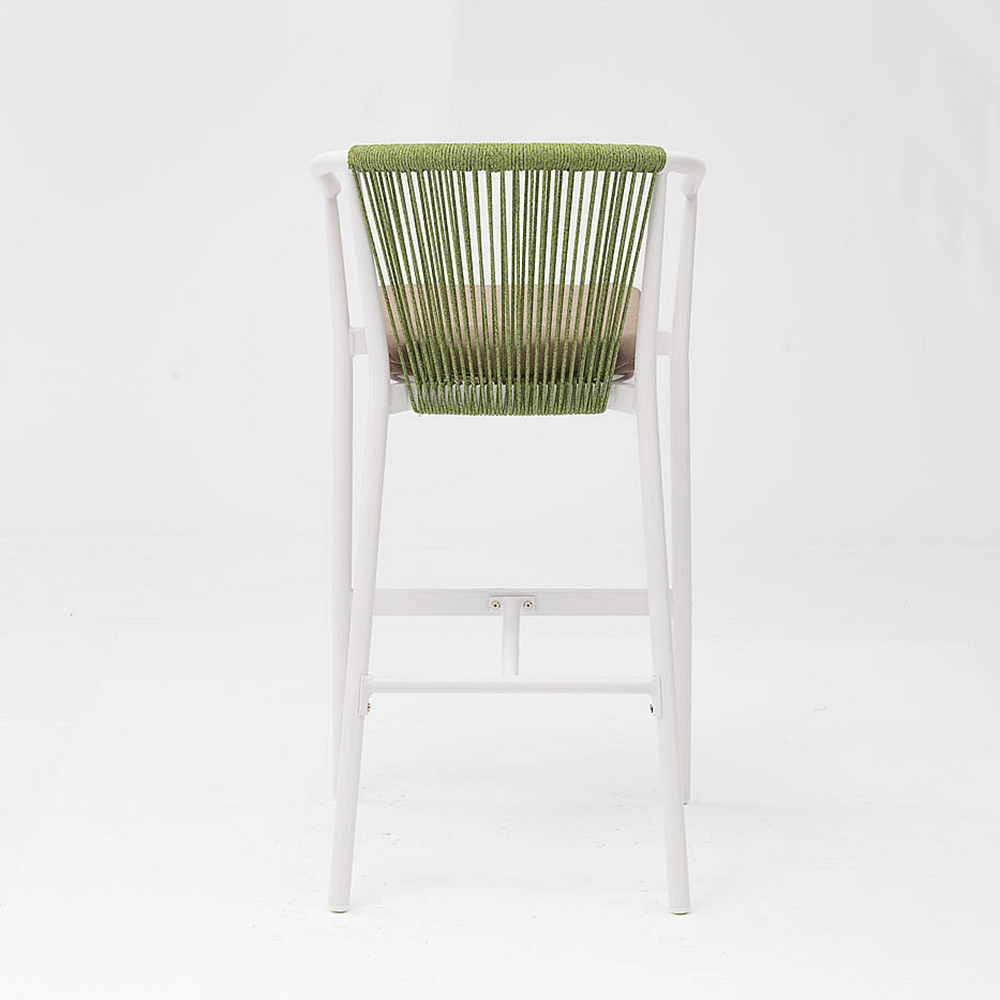 Moderne Nouvelle Offre Spéciale Corde Art Design Élastique Doux Coussin De Dos En Aluminium Terrasse Fête Pub Corde Extérieure Chaise De Bar