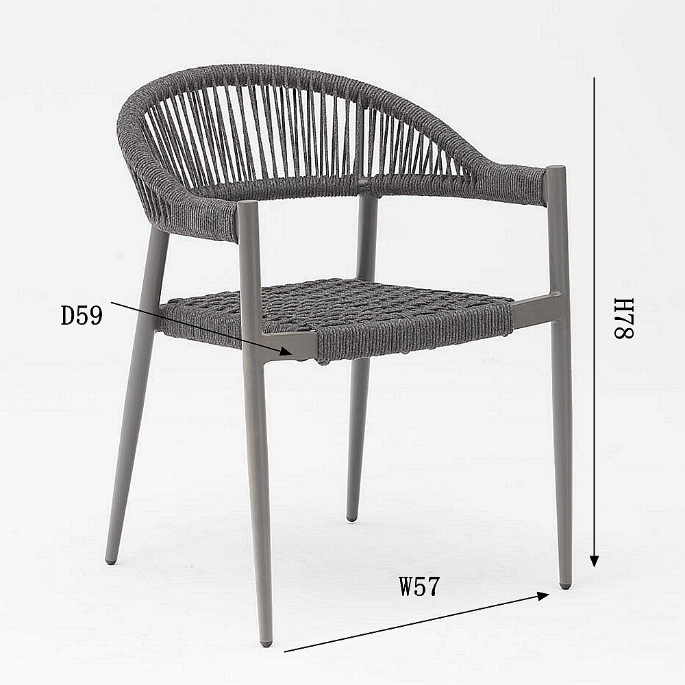 Nouveau Design Durable Corde Souple &Eacute;lastique Cadre En Aluminium Tress&eacute; Moderne Jardin Terrasse Corde Chaise D'ext&eacute;rieur