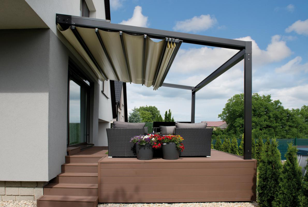Auvent automatique rétractable motorisé par aluminium fait sur commande de balcon de toit de patio extérieur de jardin