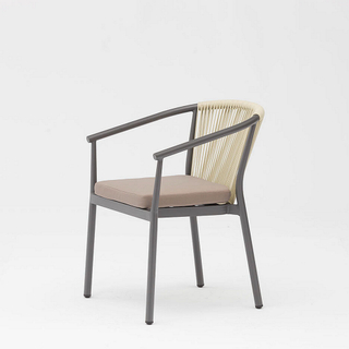 Nouveau Moderne Vente Chaude Corde Art Conception Élastique Doux Dos Coussin En Aluminium Terrasse Plage Jardin Corde Chaise Extérieure
