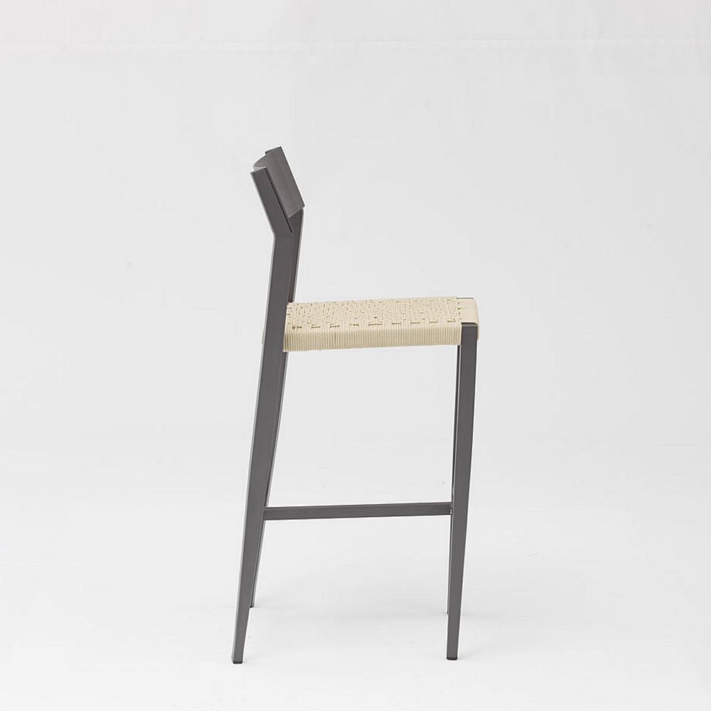 Nouvelle Offre Spéciale Corde Art Design Moderne Élastique Coussin De Dos Souple En Aluminium Jardin Terrasse Pub Chaise De Bar Extérieure