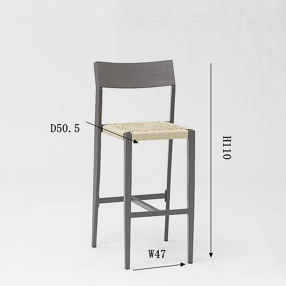 Nouvelle Offre Sp&eacute;ciale Corde Art Design Moderne &Eacute;lastique Coussin De Dos Souple En Aluminium Jardin Terrasse Pub Chaise De Bar Ext&eacute;rieure