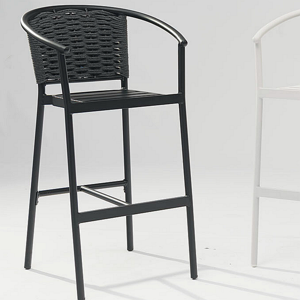 Nouvelle Cr&egrave;me Solaire Durable De Haute Qualit&eacute;, Imperm&eacute;able, Moderne, Corde Tiss&eacute;e, Terrasse, Bar De Jardin, Chaise De Bar En Corde Ext&eacute;rieure