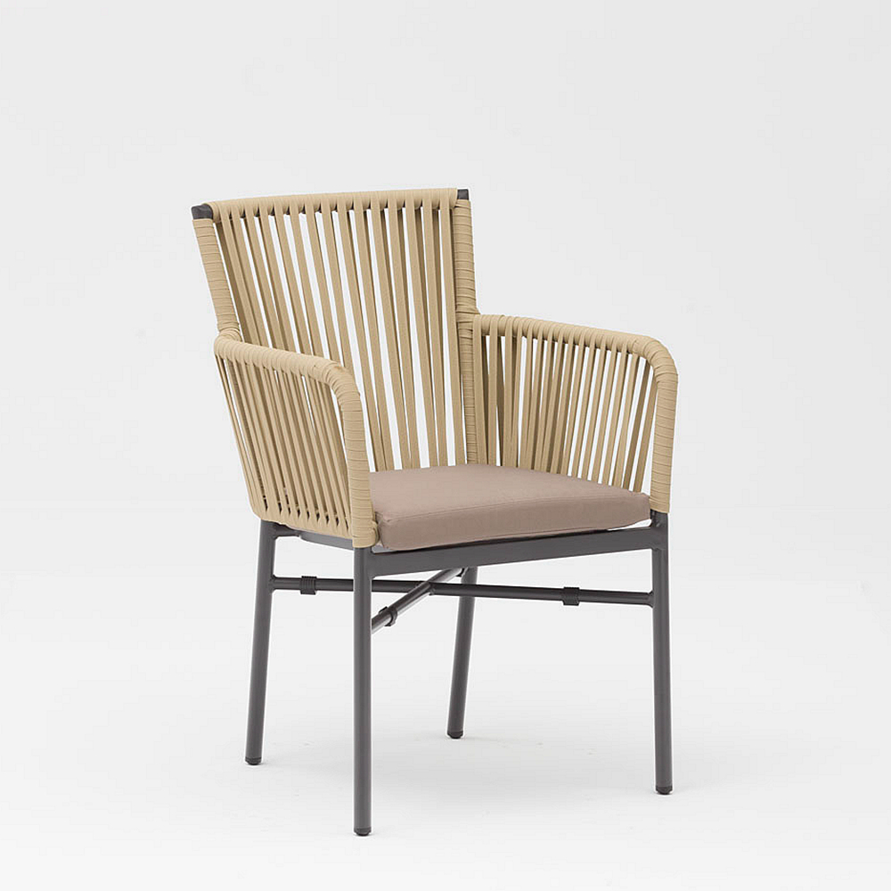 Chaise De Corde Extérieure De Jardin De Terrasse De Cadre En Aluminium Tressé De Corde Souple Élastique De Conception Moderne De Nouvelle Technologie