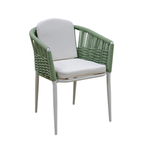 Ensemble de salle à manger de patio en corde tissée, table et chaise d'extérieur avec cadre en aluminium antirouille