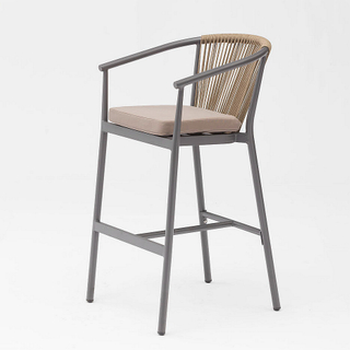 Moderne Nouvelle Offre Spéciale Corde Art Design Élastique Doux Coussin De Dos En Aluminium Terrasse Fête Pub Corde Extérieure Chaise De Bar