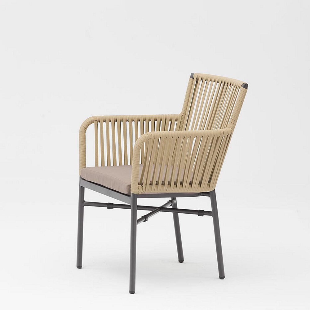 Chaise De Corde Extérieure De Jardin De Terrasse De Cadre En Aluminium Tressé De Corde Souple Élastique De Conception Moderne De Nouvelle Technologie