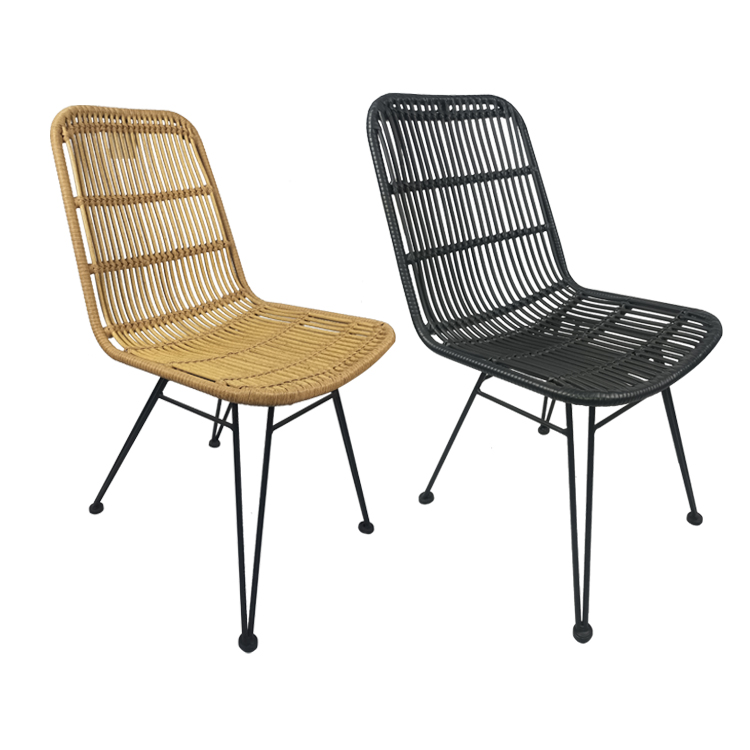 Vente en gros Restaurant en plein air Café à manger en aluminium de jardin en rotin en osier à manger Bistro chaises enduites de poudre