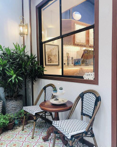 Bistro Vintage en aluminium mobilier d'extérieur fleur salle à manger chaise en rotin de jardin