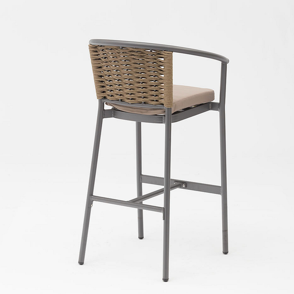 Nouvelle Cr&egrave;me Solaire Durable De Haute Qualit&eacute;, Imperm&eacute;able, Moderne, Corde Tiss&eacute;e, Terrasse, Bar De Jardin, Chaise De Bar En Corde Ext&eacute;rieure