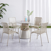 Foshan nouveau Design moderne marque Bistro salle à manger jardin extérieur Restaurant Patio métal aluminium chaises empilables ensemble de Table meubles