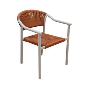 Ensemble de meubles de patio 3 pièces, chaises d'extérieur et table basse en corde tissée à la main, cadre en aluminium robuste, ensemble de bistro toutes saisons pour cour, terrasse, pelouse