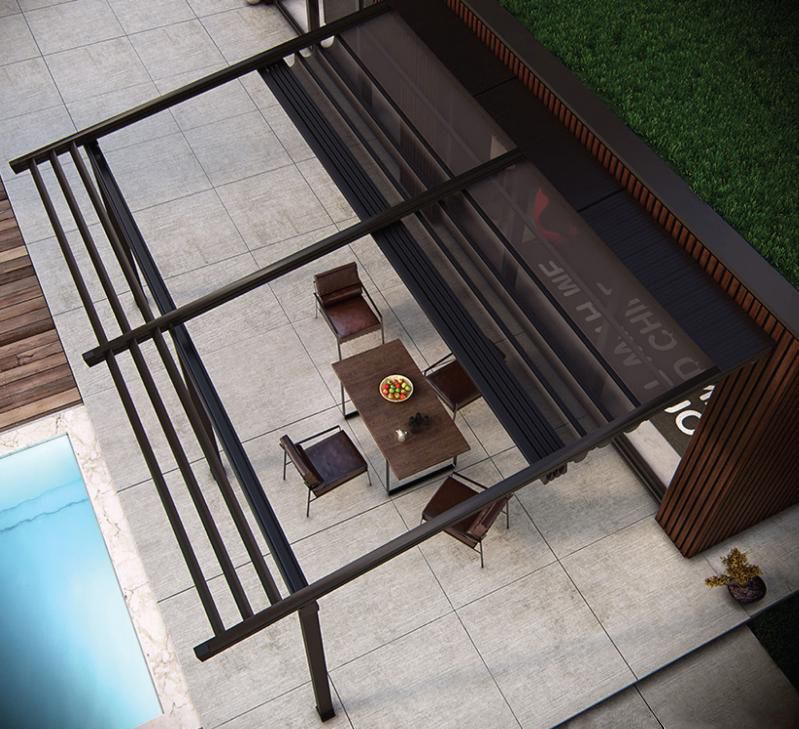Auvent automatique rétractable motorisé par aluminium fait sur commande de balcon de toit de patio extérieur de jardin