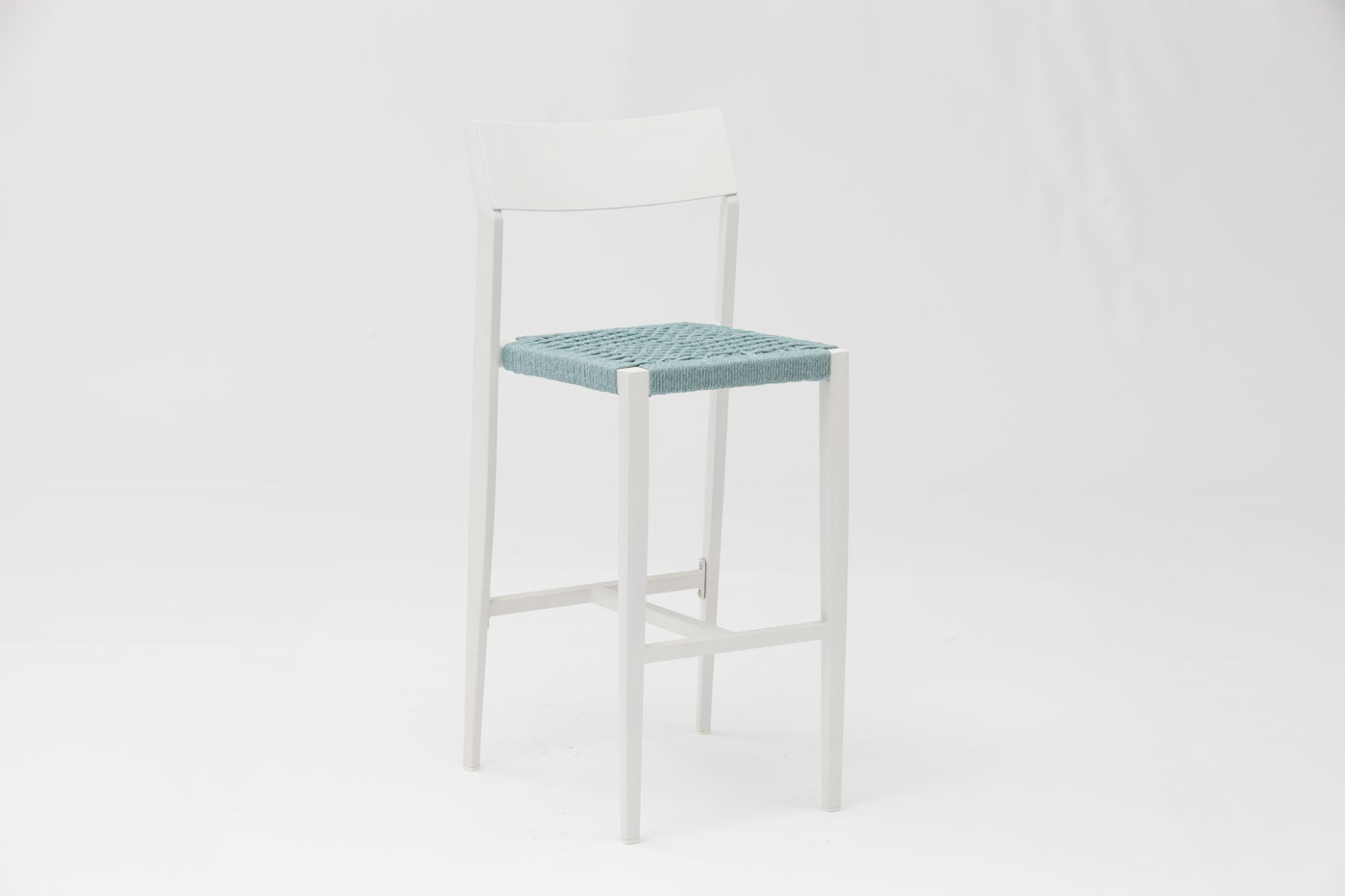 Nouvelle Offre Spéciale Corde Art Design Moderne Élastique Coussin De Dos Souple En Aluminium Jardin Terrasse Pub Chaise De Bar Extérieure