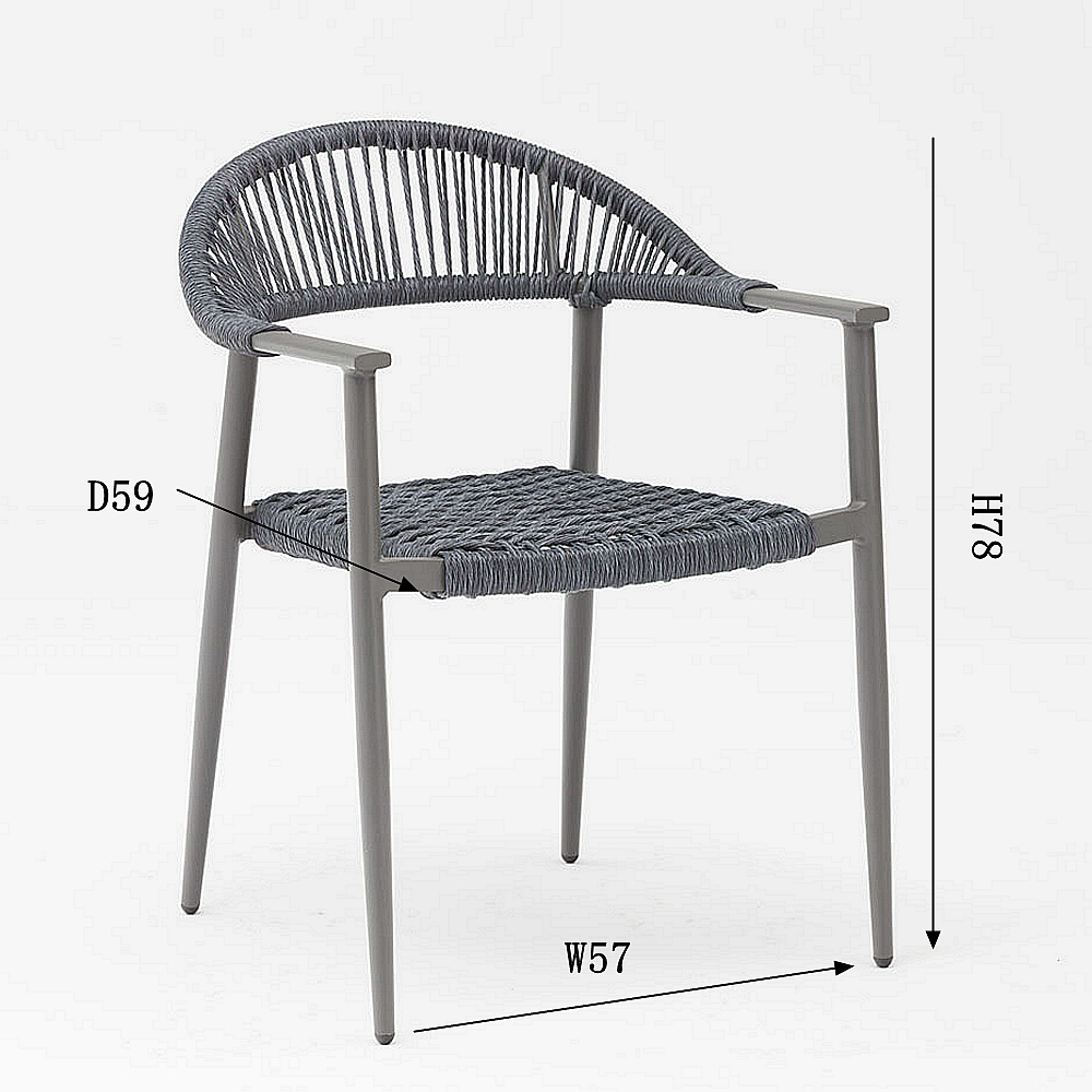 Chaise De Corde Ext&eacute;rieure De Jardin De Terrasse De Cadre En Aluminium Tress&eacute; De Corde Souple &Eacute;lastique Durable De Nouvelle Conception Moderne