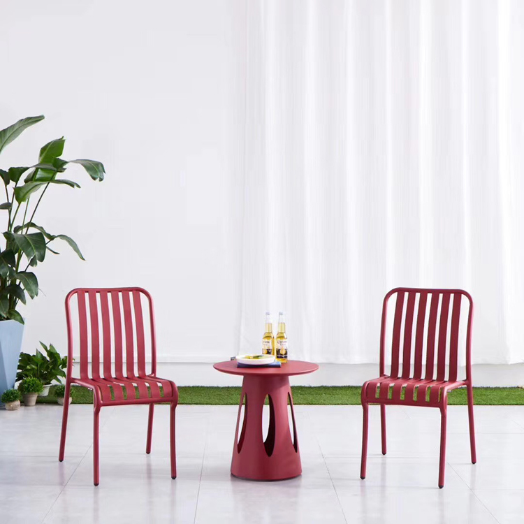 Foshan nouveau Design Bistro salle à manger jardin extérieur Restaurant Patio métal aluminium chaises empilables ensemble de Table meubles
