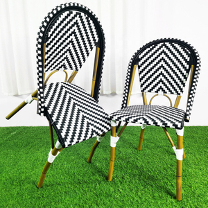 Remise en gros balcon extérieur café français Bistro rotin aluminium chaises en osier rotin/chaises en osier