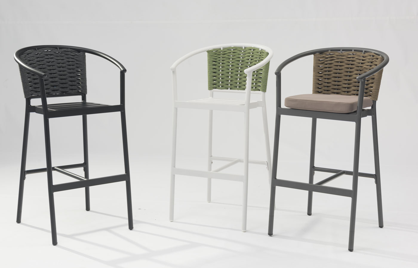 Nouvelle Cr&egrave;me Solaire Durable De Haute Qualit&eacute;, Imperm&eacute;able, Moderne, Corde Tiss&eacute;e, Terrasse, Bar De Jardin, Chaise De Bar En Corde Ext&eacute;rieure