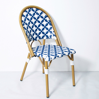 Vente chaude de haute qualité en métal empilable en plein air jardin Patio Bistro salle à manger français rotin / osier en aluminium chaises meubles
