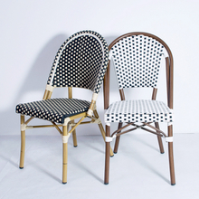 Nouveau Design moderne marque métal français jardin Patio extérieur bistro salle à manger en aluminium bambou rotin chaises en osier ensembles