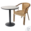 Ensemble de table et de chaises en aluminium de bistro de café de rotin de jardin