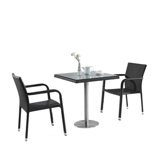 Ensemble de chaises de table de bistrot en osier en métal d'intérieur et d'extérieur