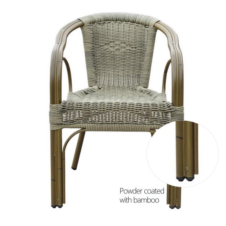 Ensemble de table et de chaises en aluminium de bistro de café de rotin de jardin
