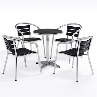 Table et chaises en bois en plastique en aluminium extérieures de jardin