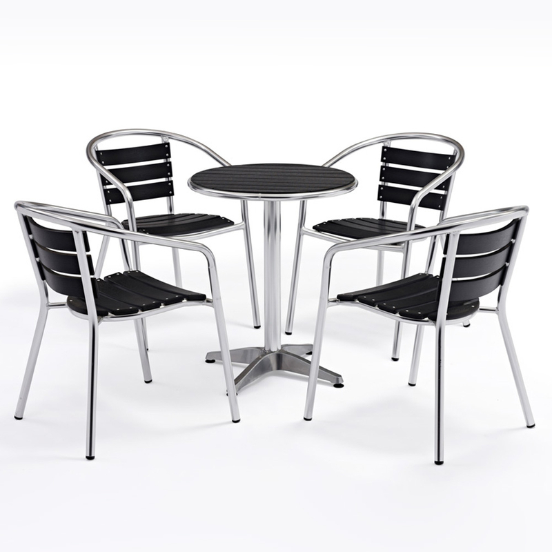 Table et chaises en bois en plastique en aluminium extérieures de jardin