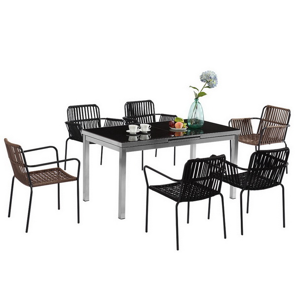 Personnalisation de la longue table de salle à manger en verre trempé
