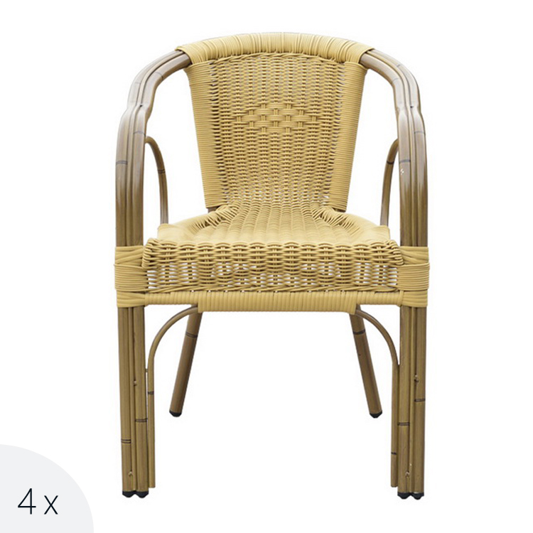 Le café de canne de cercle préside la chaise en osier en aluminium extérieure ronde