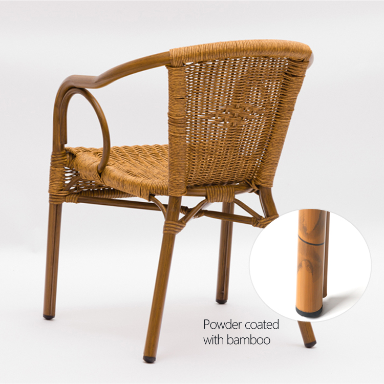 Chaise de fleur de jardin en rotin et bambou en aluminium pour l'extérieur