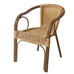 Le café de canne de cercle préside la chaise en osier en aluminium extérieure ronde