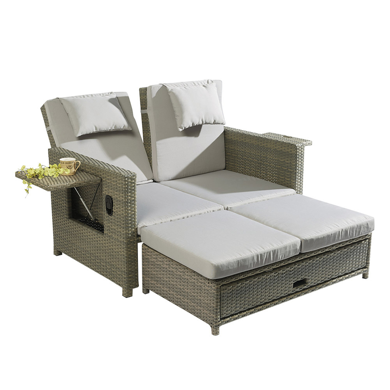 Chaises longues de jardin pliantes en plastique avec rotin et rotin