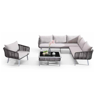 Ensemble de divan sectionnel pour extérieur en rotin en forme de jardin en L