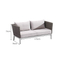 Ensemble de sofa sectionnel en rotin pour coin extérieur