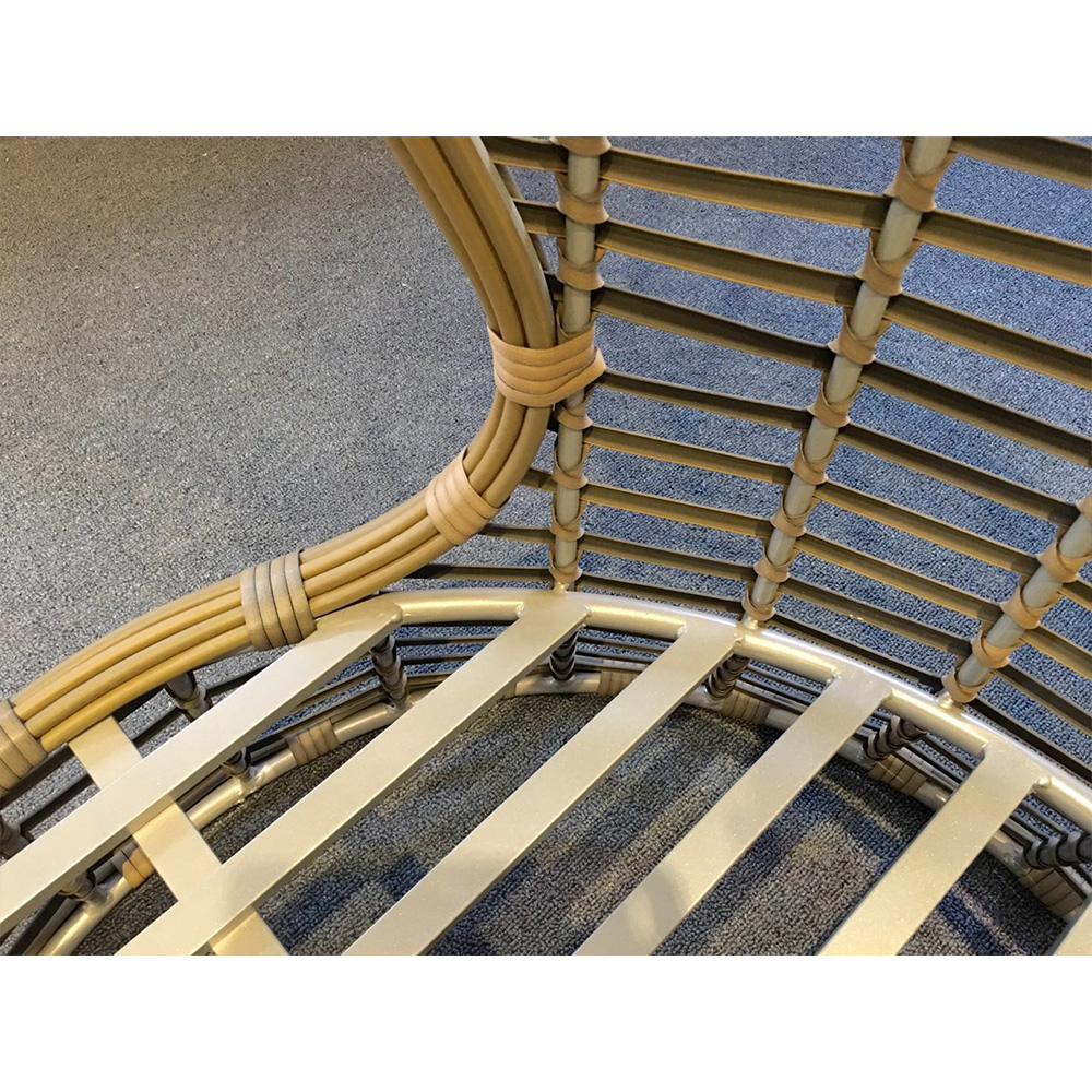 Ensemble de canapé en rotin gris à haut dossier rond pour extérieur